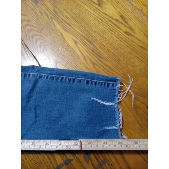 OLD NAVY Jeans Womens 12 BLUE MID RISE ROCKSTAR Preowned Distressed Ripped Hole - Picture 4 of 12